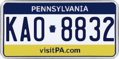 PA license plate KAO8832