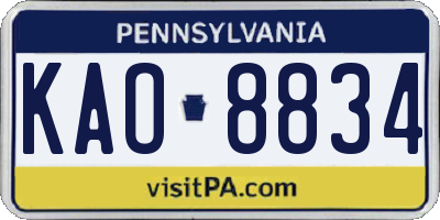 PA license plate KAO8834