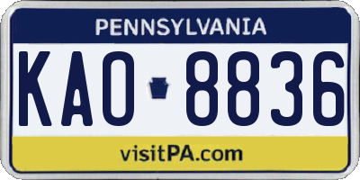 PA license plate KAO8836