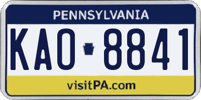 PA license plate KAO8841