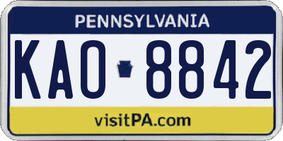 PA license plate KAO8842