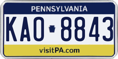 PA license plate KAO8843