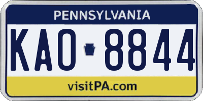 PA license plate KAO8844