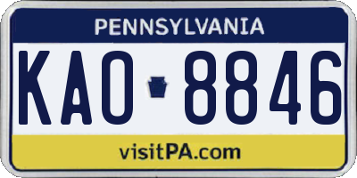 PA license plate KAO8846