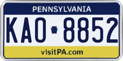 PA license plate KAO8852