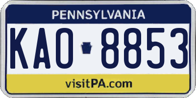 PA license plate KAO8853