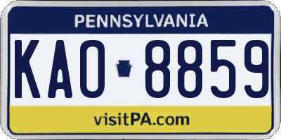 PA license plate KAO8859