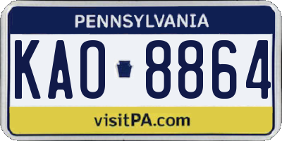 PA license plate KAO8864