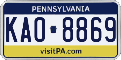 PA license plate KAO8869