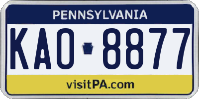 PA license plate KAO8877