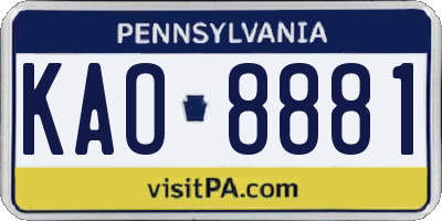 PA license plate KAO8881
