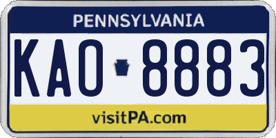 PA license plate KAO8883