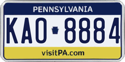 PA license plate KAO8884