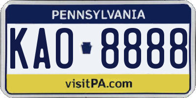 PA license plate KAO8888