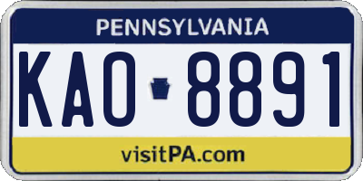 PA license plate KAO8891