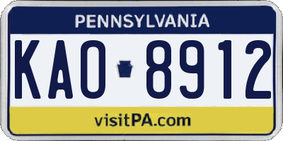 PA license plate KAO8912