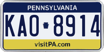PA license plate KAO8914