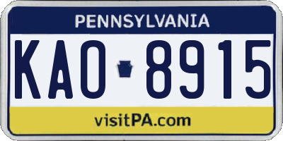 PA license plate KAO8915