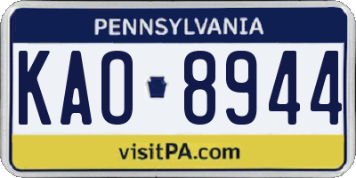 PA license plate KAO8944