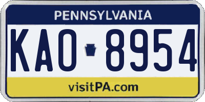 PA license plate KAO8954