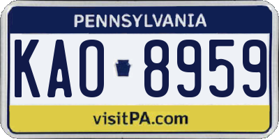 PA license plate KAO8959