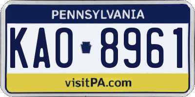 PA license plate KAO8961