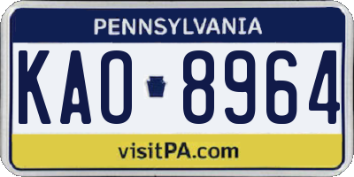 PA license plate KAO8964