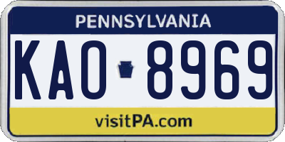 PA license plate KAO8969