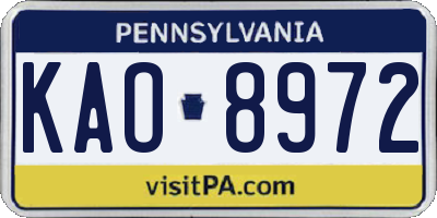 PA license plate KAO8972