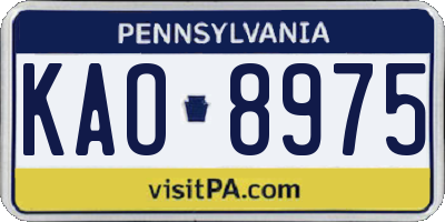 PA license plate KAO8975