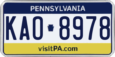PA license plate KAO8978