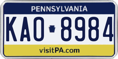 PA license plate KAO8984