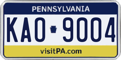 PA license plate KAO9004