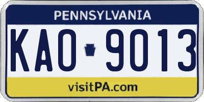 PA license plate KAO9013