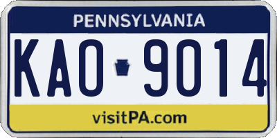 PA license plate KAO9014