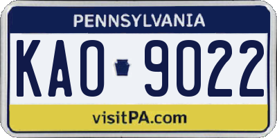 PA license plate KAO9022