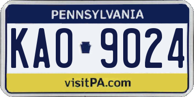 PA license plate KAO9024