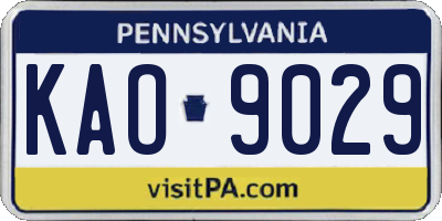 PA license plate KAO9029