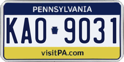 PA license plate KAO9031