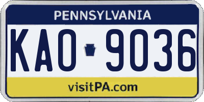 PA license plate KAO9036
