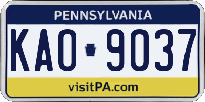 PA license plate KAO9037