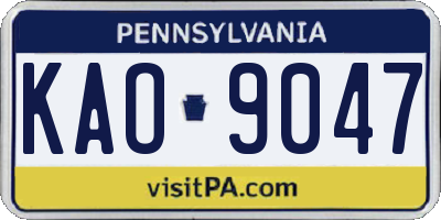PA license plate KAO9047