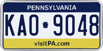 PA license plate KAO9048