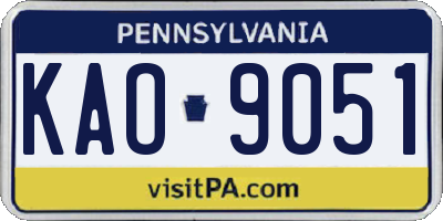 PA license plate KAO9051