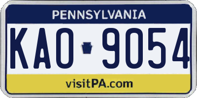 PA license plate KAO9054