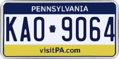PA license plate KAO9064