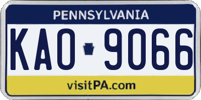 PA license plate KAO9066