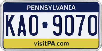 PA license plate KAO9070