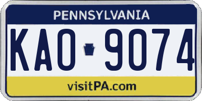 PA license plate KAO9074