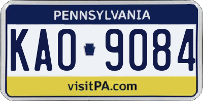PA license plate KAO9084